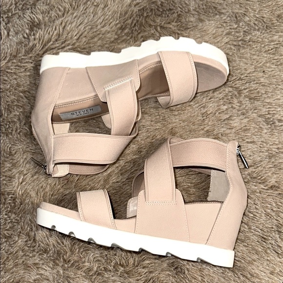 Steven By Steve Madden Strapped Wedge Sandals - Picture 1 of 11